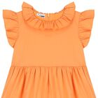Girls Orange Ruffle Dress, 1, hi-res