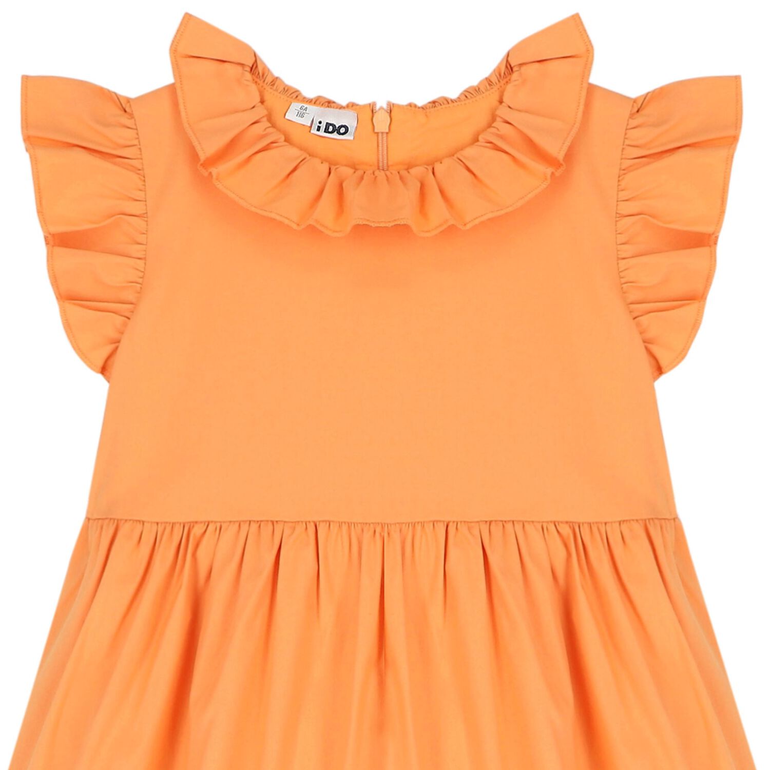 Girls Orange Ruffle Dress, 1, hi-res