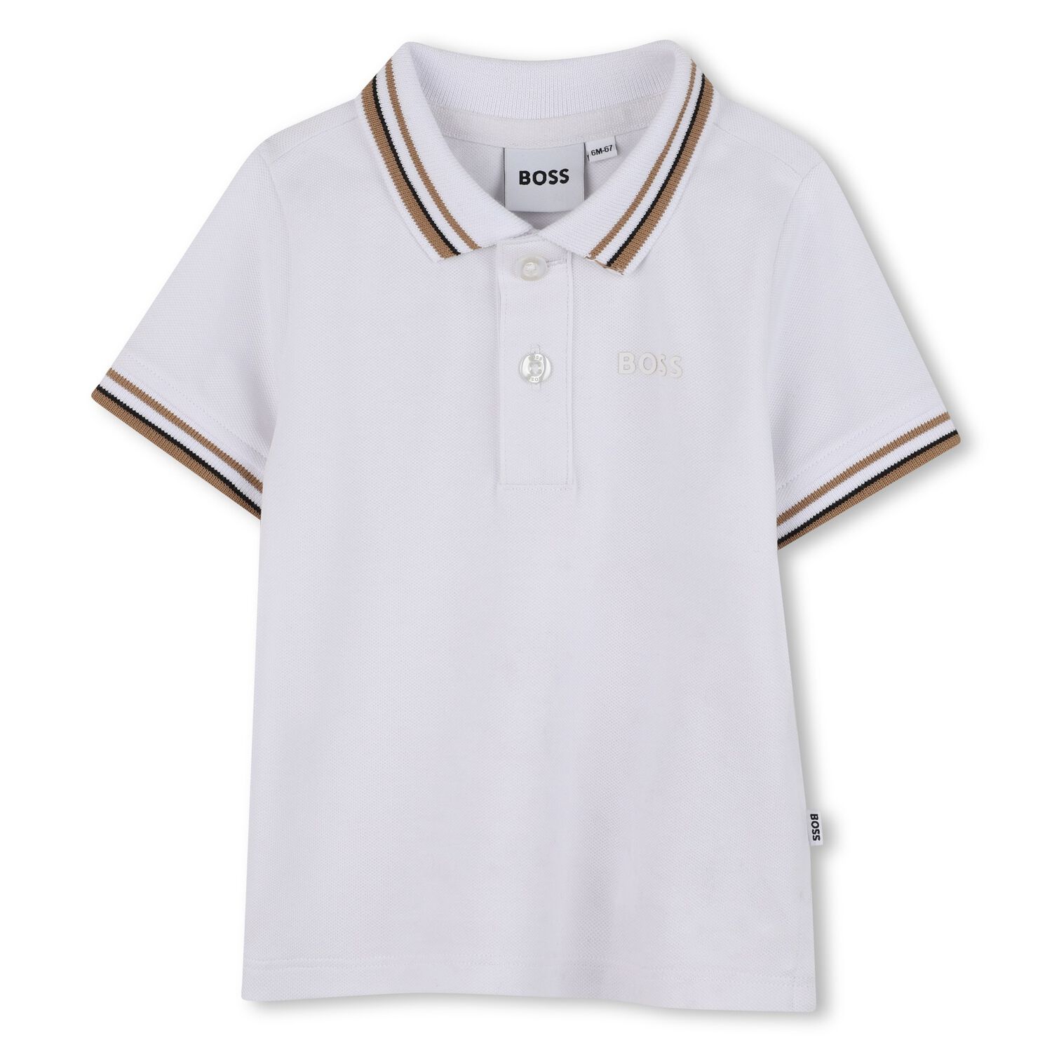 Younger Boys White Logo Polo Shirt, 2, hi-res image number null