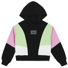 توب هودى بالشعار باللون الاسود للبنات, 1, hi-res