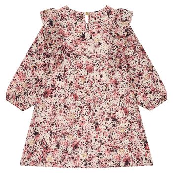 Girls Pink Logo Ruffled Dress