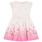 Girls White & Pink Cherry Blossom Dress, 1, hi-res
