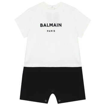 White & Black Logo Romper