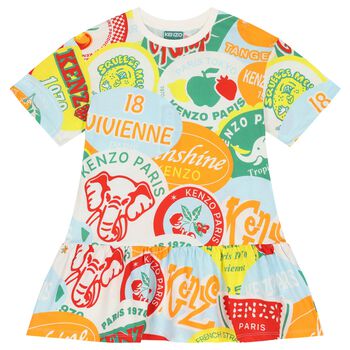 Girls Multi-Coloured Logo Fruits Dress