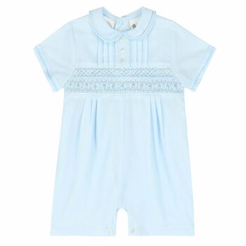 Baby Boys Blue Smocked Romper