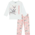 Baby Girls White & Pink Logo Trousers Set, 1, hi-res