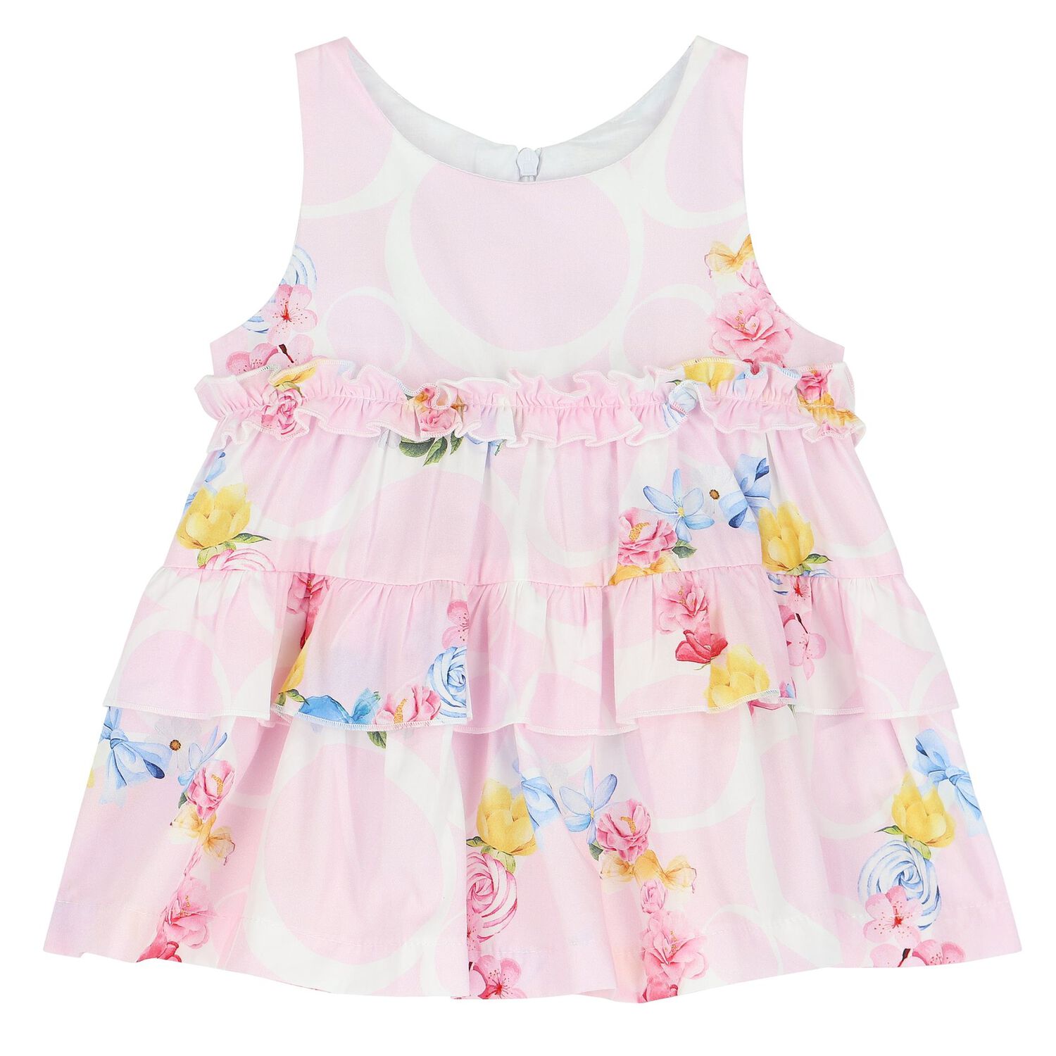 Baby Girls Pink Ruffled Floral Dress Set, 1, hi-res image number null