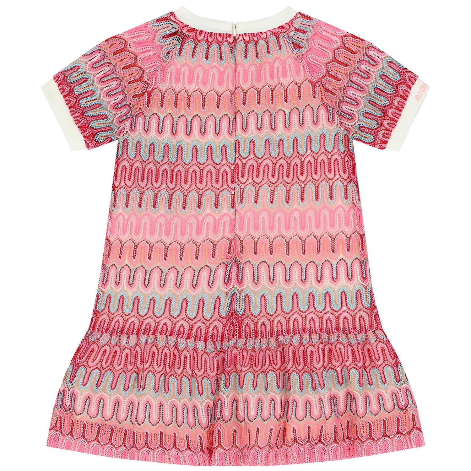 Younger Girls Pink Crochet Lace Dress, 1, hi-res image number null