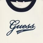 Girls Ivory & Navy Blue Logo Knit Skirt Set, 1, hi-res