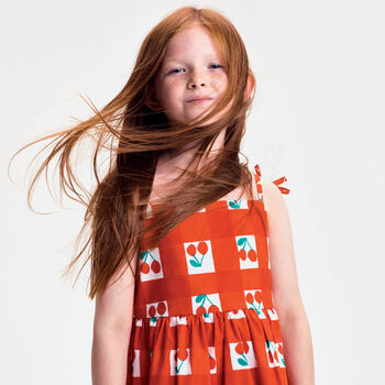 Girls White & Red Cherry Dress