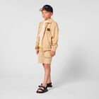 Boys Beige Logo Shorts, 1, hi-res