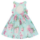 Girls Aqua Floral Dress, 1, hi-res