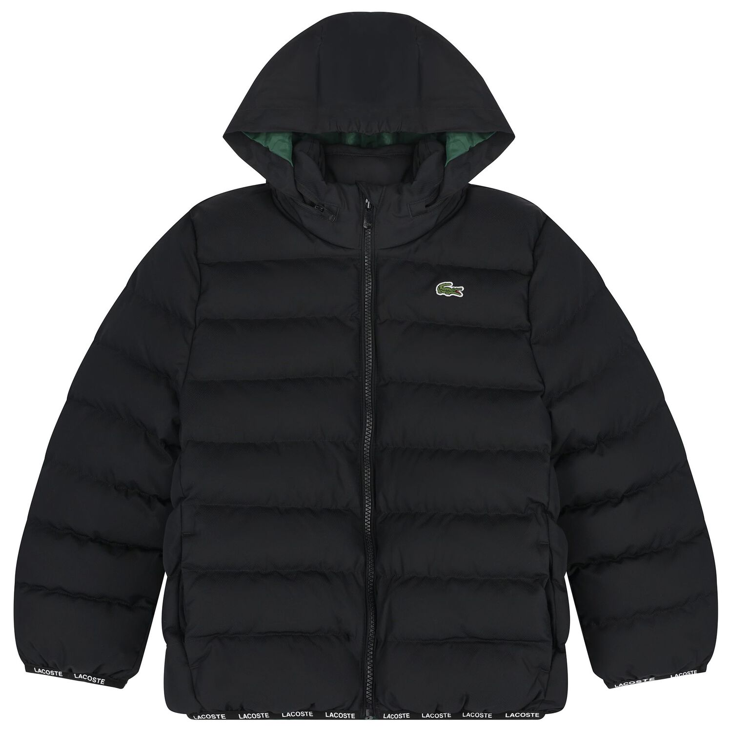 Boys Black Logo Puffer Jacket, 1, hi-res