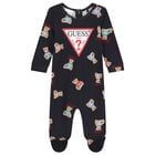 Baby Navy Blue Logo Teddy Bear Babygrow, 3, hi-res
