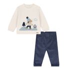 Baby Boys Ivory & Blue Trousers Set, 1, hi-res