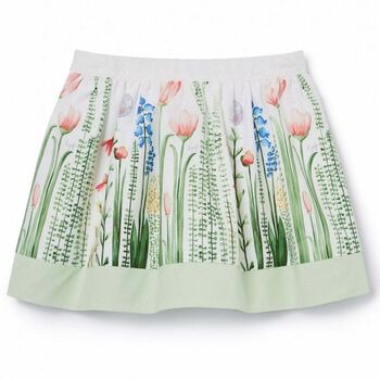 Girls White Floral Skirt