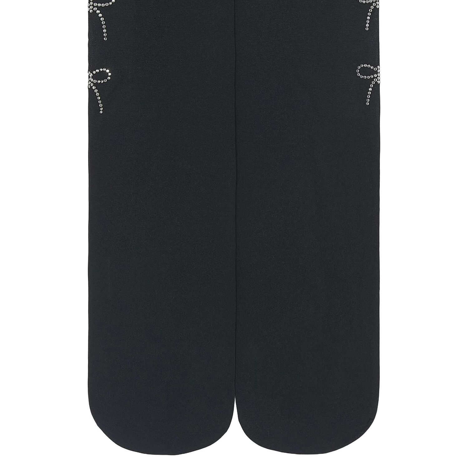 Girls Black Studded Bow Tights, 1, hi-res