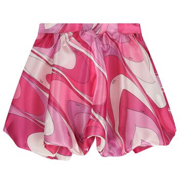 Girls Pink & Purple Marmo Satin Skirt