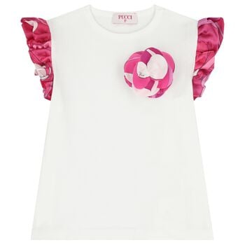 Girls White Ruffled Blouse