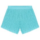 Girls White & Blue Shorts Set, 1, hi-res
