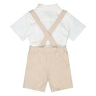 Younger Boys Beige & Ivory Shorts Set, 2, hi-res