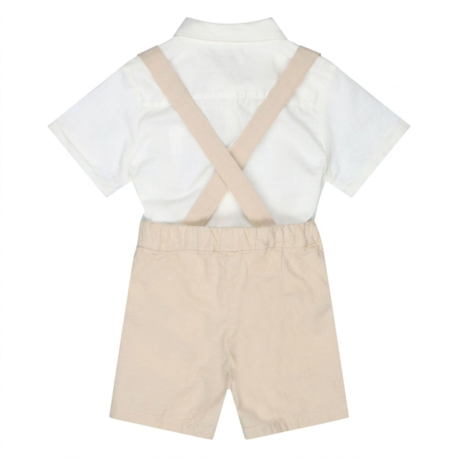 Younger Boys Beige & Ivory Shorts Set, 2, hi-res