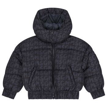 MSGM Black & Grey Logo Puffer Jacket, 1 Black & Grey Logo Puffer Jacket