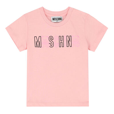 Younger Girls Pink Logo Teddy T-Shirt