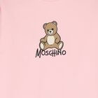 Girls Pink Teddy Bear Logo Swearshirt Dress, 2, hi-res