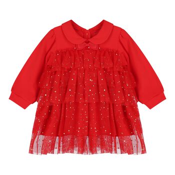 Baby Girls Red Tiered Tulle Dress
