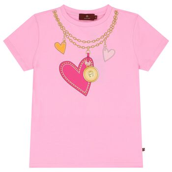 Girls Pink Logo Hearts T-Shirt