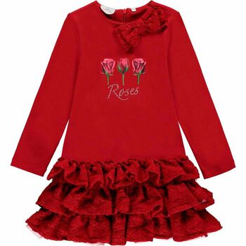 Girls Red Rose Dress