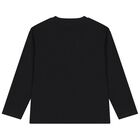 Boys Black Logo Long Sleeve Top, 1, hi-res