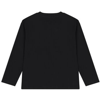 Boys Black Logo Long Sleeve Top