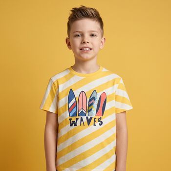Boys White & Yellow Striped T-Shirt