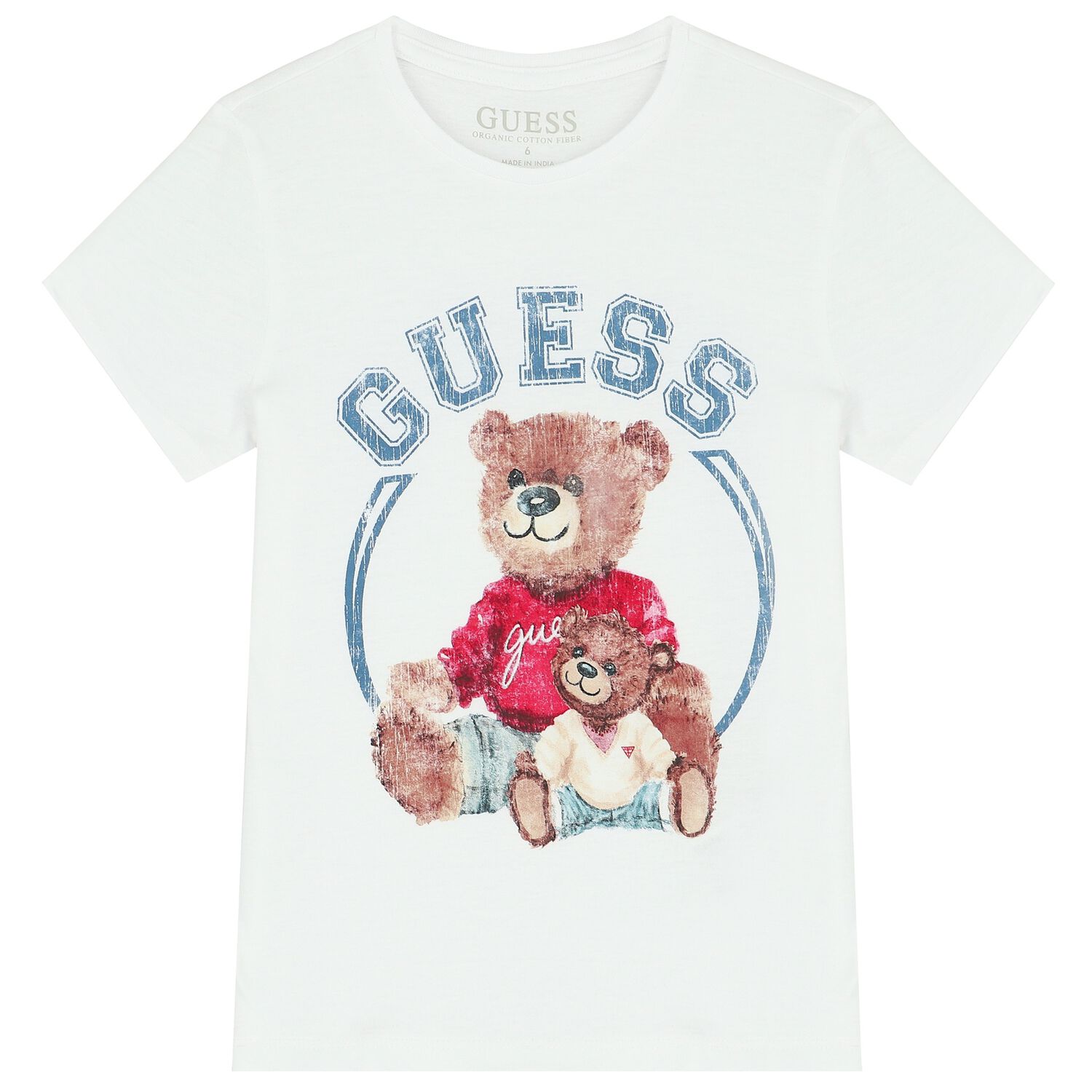 Girls White Logo Teddy Bear T-Shirt, 1, hi-res