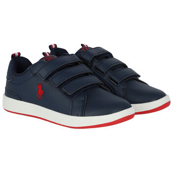 Boys Navy & Red Logo Trainers