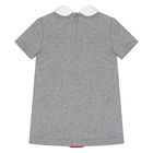 Younger Girls Grey Web Stripe Dress, 1, hi-res
