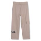 Boys Beige Logo Cargo Trousers, 1, hi-res