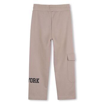 Boys Beige Logo Cargo Trousers