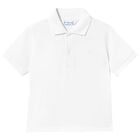 Younger Boys White Logo Polo Shirt, 1, hi-res