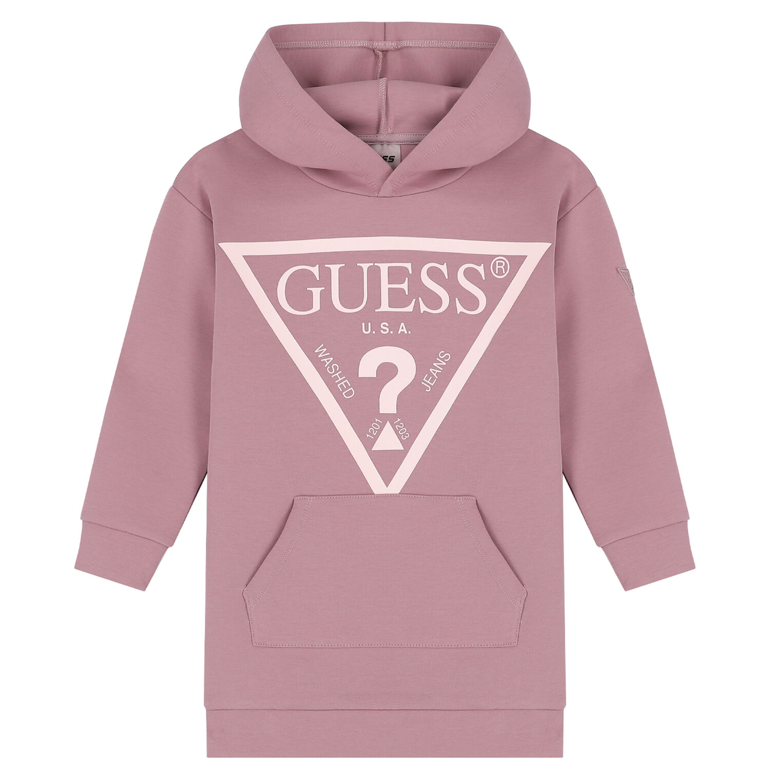 Girls Pink Logo Hooded Dress, 1, hi-res image number null