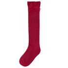 Girls Red Knit Knee High Socks, 2, hi-res