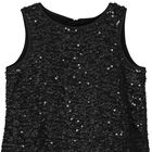 Girls Black Embellished Sequins Tulle Dress, 1, hi-res