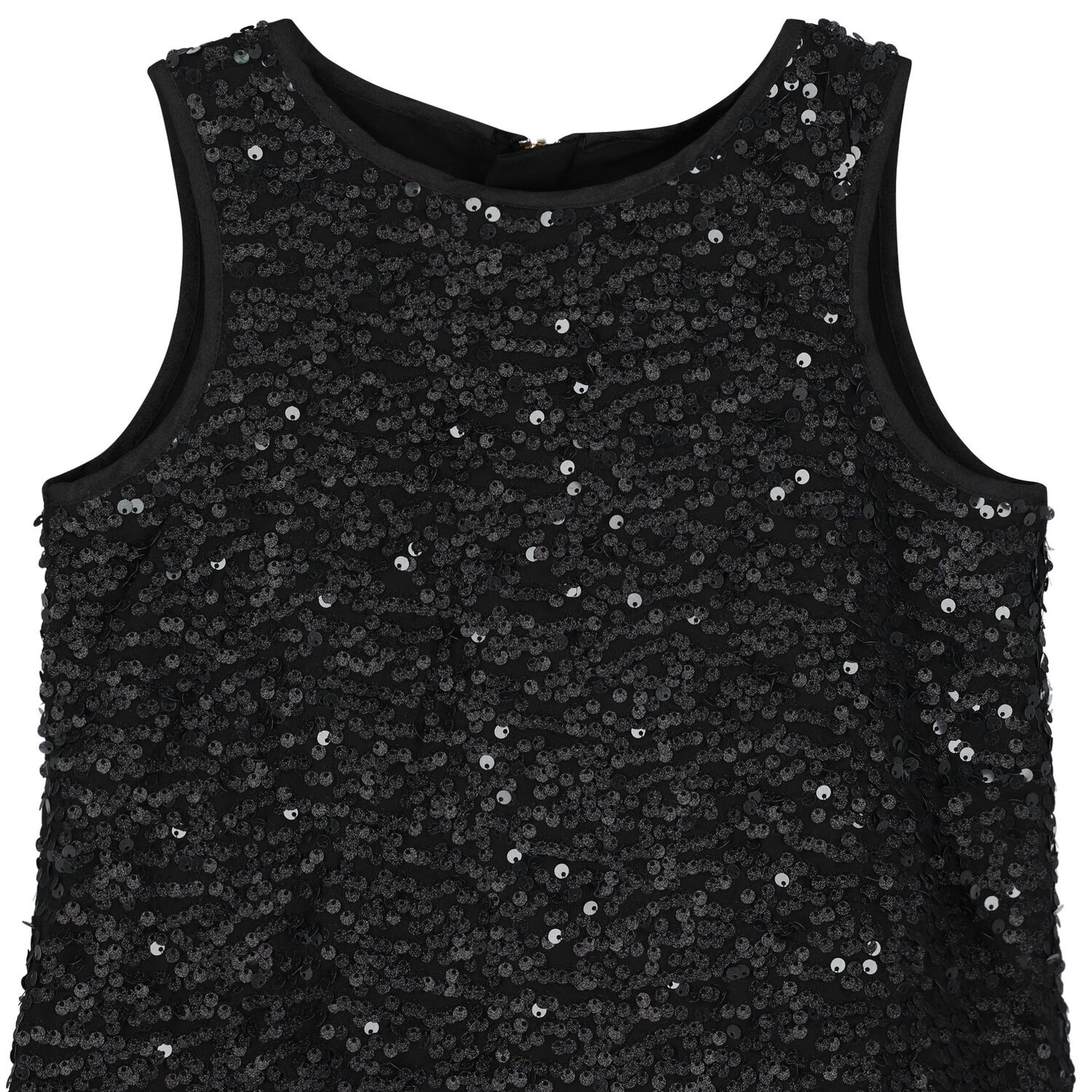 Girls Black Embellished Sequins Tulle Dress, 1, hi-res image number null