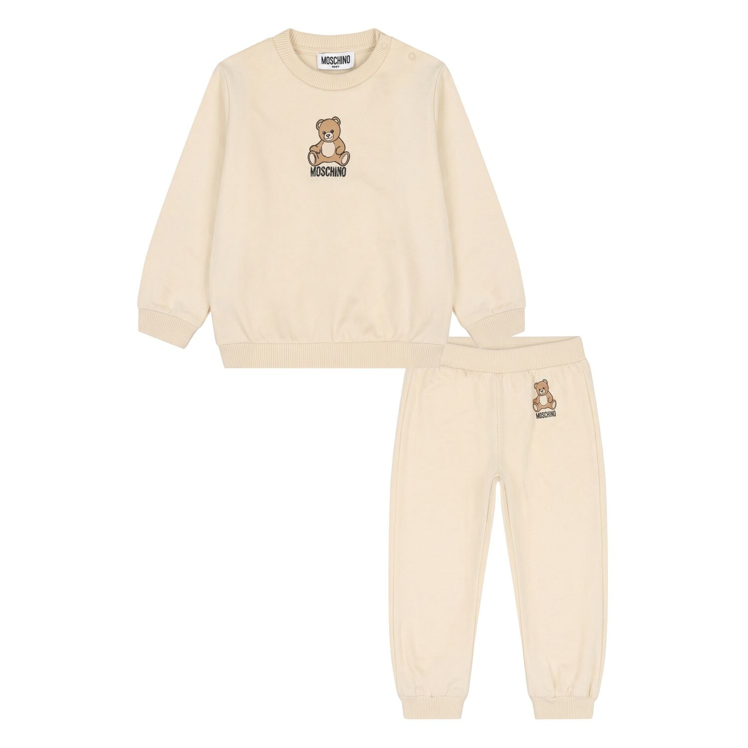 Younger Beige Teddy Bear Logo Tracksuit, 2, hi-res