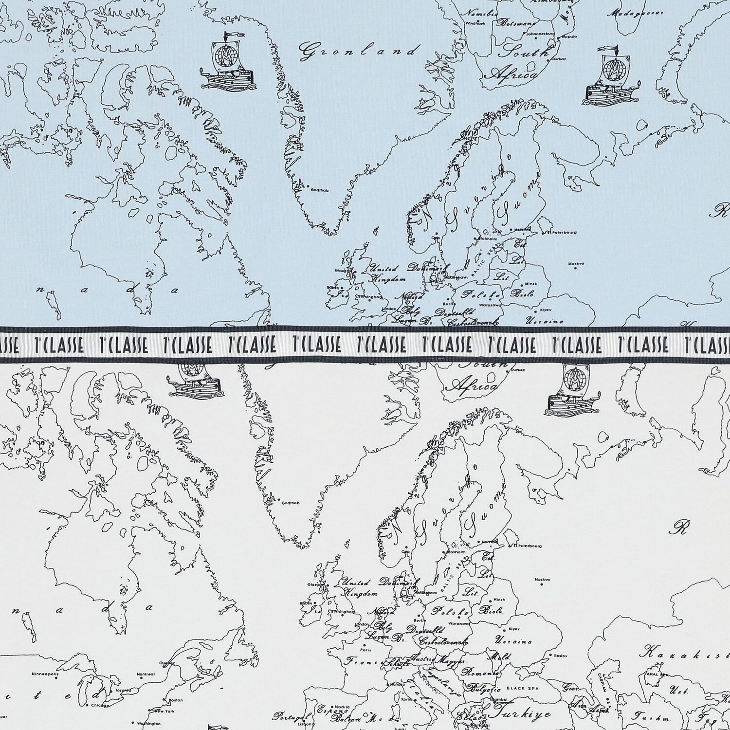 بطانية خريطة جغرافية للأولاد باللون الأبيض والأزرق والأزرق الداكن, 1, hi-res