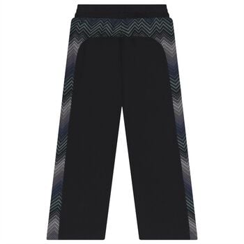 Boys Mini Me Black Zig Zag Logo Joggers