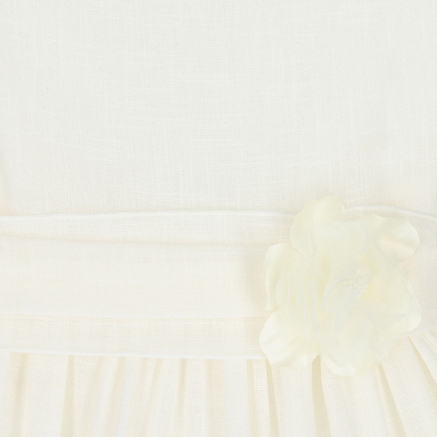 فستان بنات بنقشة أزهار ودانتيل باللون العاجي, 1, hi-res