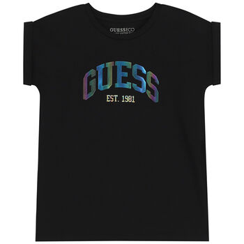 Girls Black Iridescent Logo T-Shirt